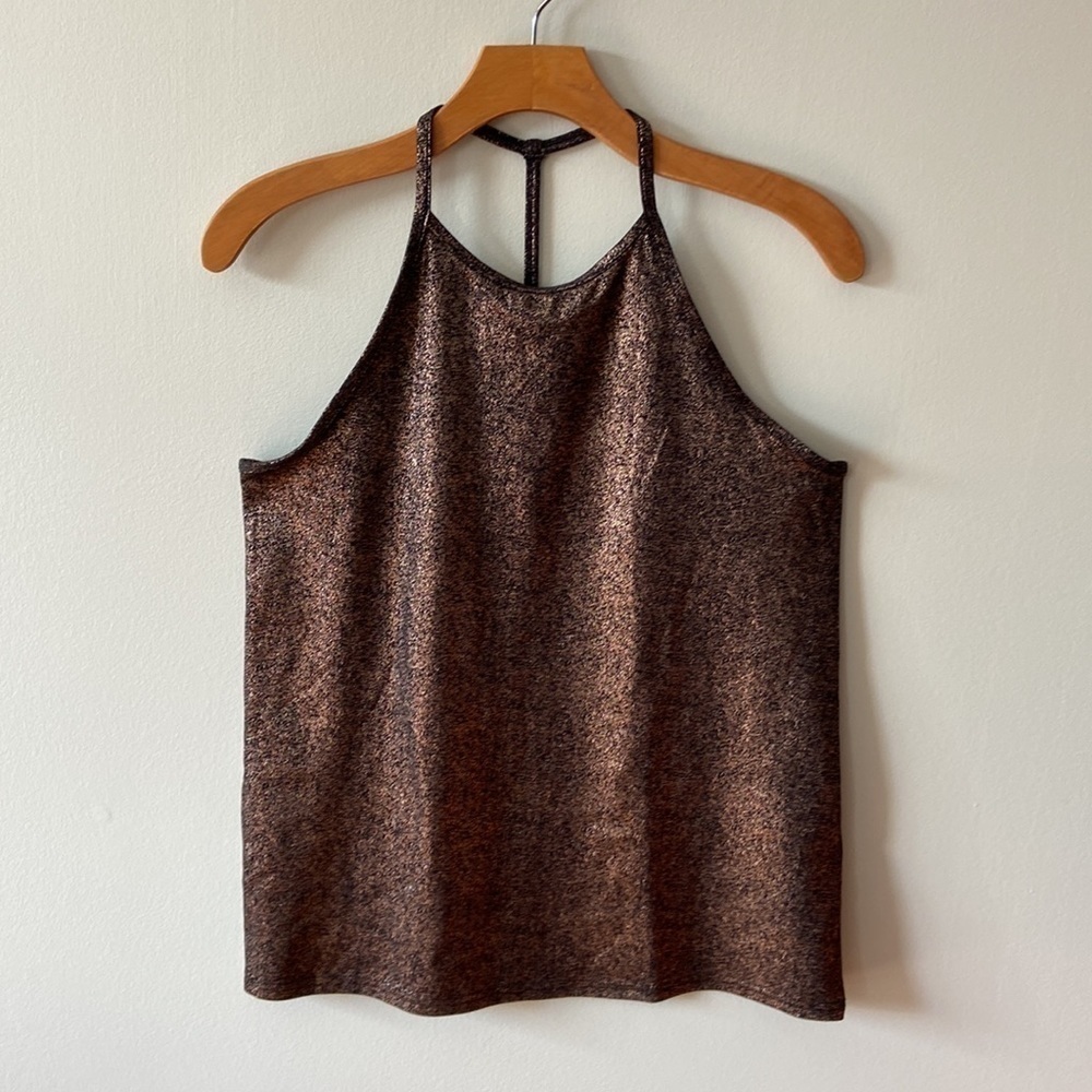𝅺Fabletics Ciara Tank Metallic Rose Gold Black Size XS